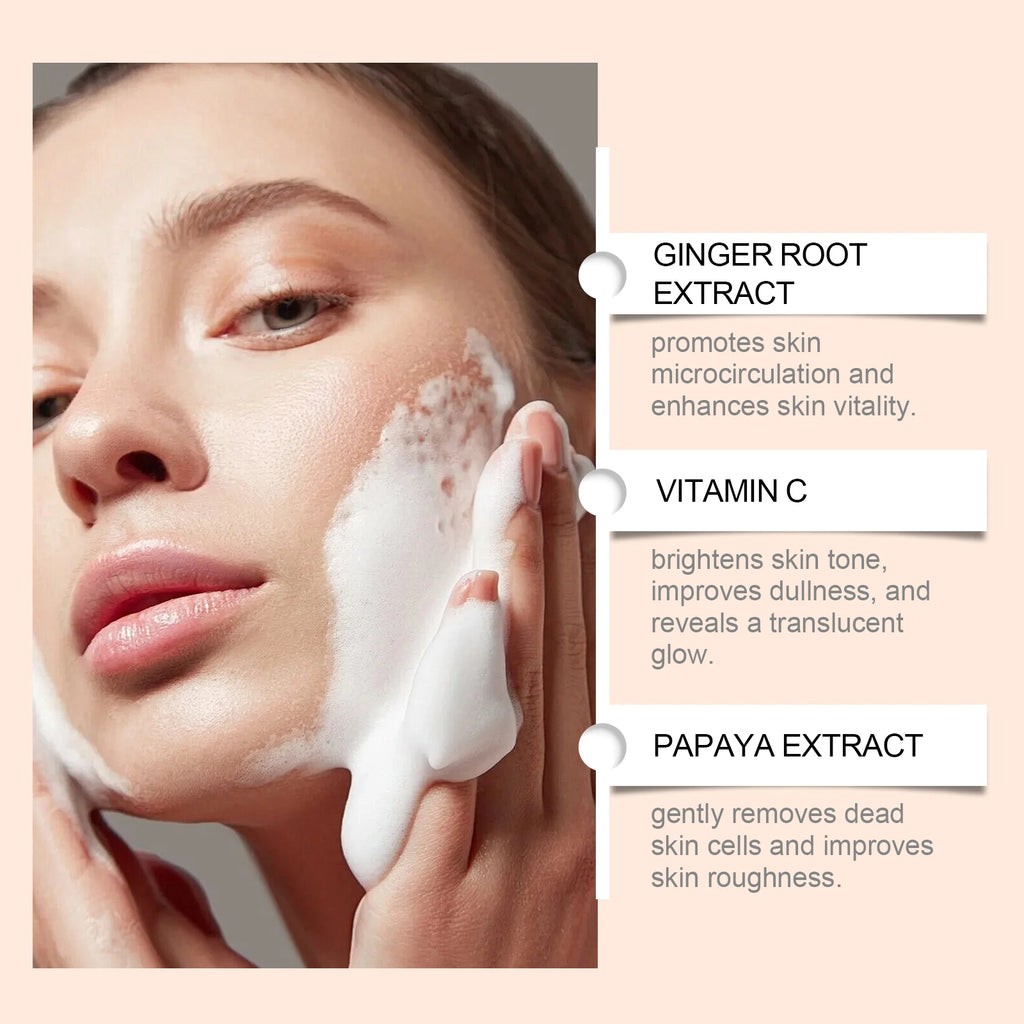 Papaya & Vitamin C Face Wash Gentle Exfoliating Brightening & Even Skin Tone Moisturizing Facial Cleanser for Soft Smooth Skin