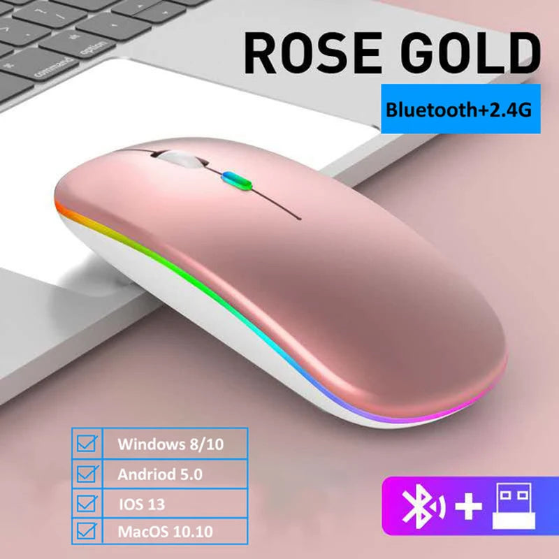 LED Wireless Mouse USB Rechargeable Bluetooth-compatible RGB