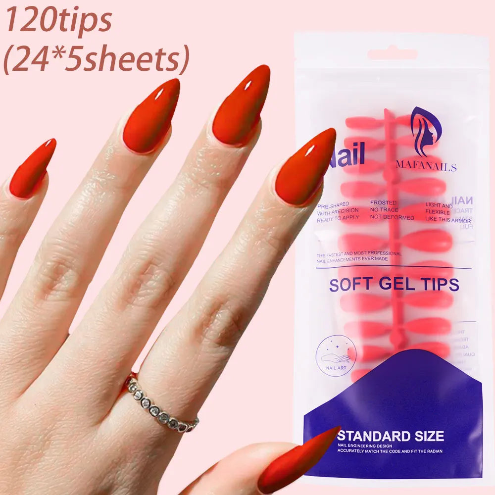 120Pcs Glossy Medium Coffin Press On Nails Pink Gradient French Fake Nails Acrylic Full Cover Ballerina False Nails For Women