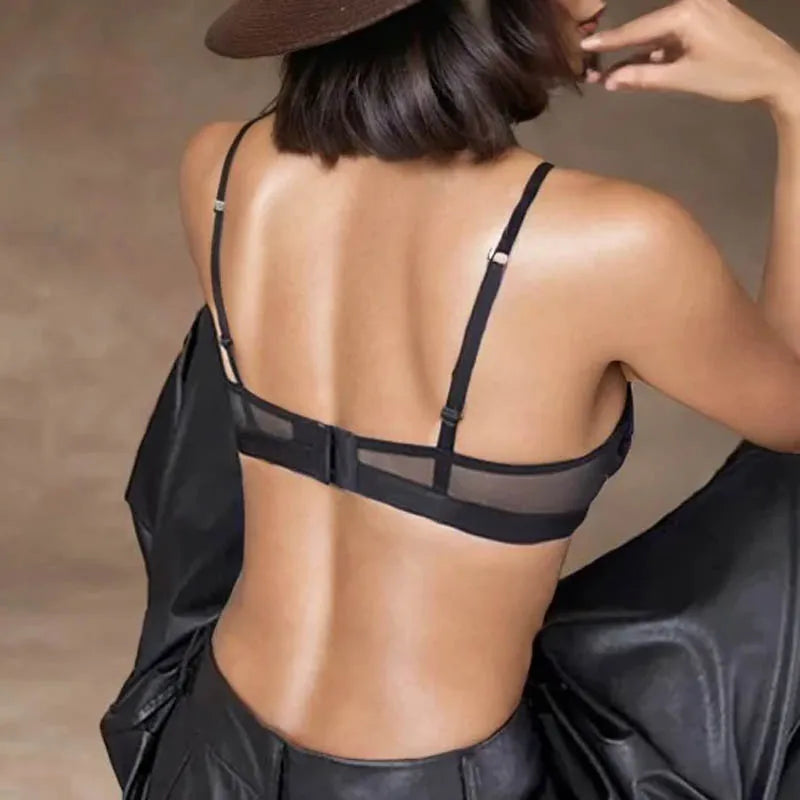 CINOON French Transparent Bra Lace Sexy Temptation Underwear Women Ultra Thin