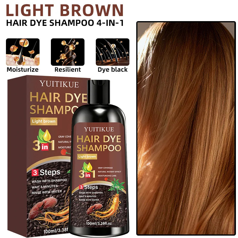 YUITIKUE 3-in-1 Hair Dye Shampoo - Light Brown