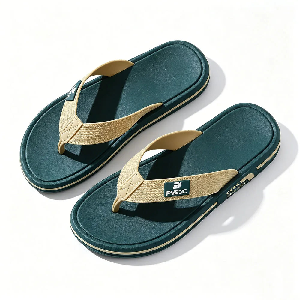 Men's Summer Flip Flops Soft PVC Beach Open Toe Sandals Comfortable Anti Slip Casual Slippers Outdoor Pool Shower Walking Shoes