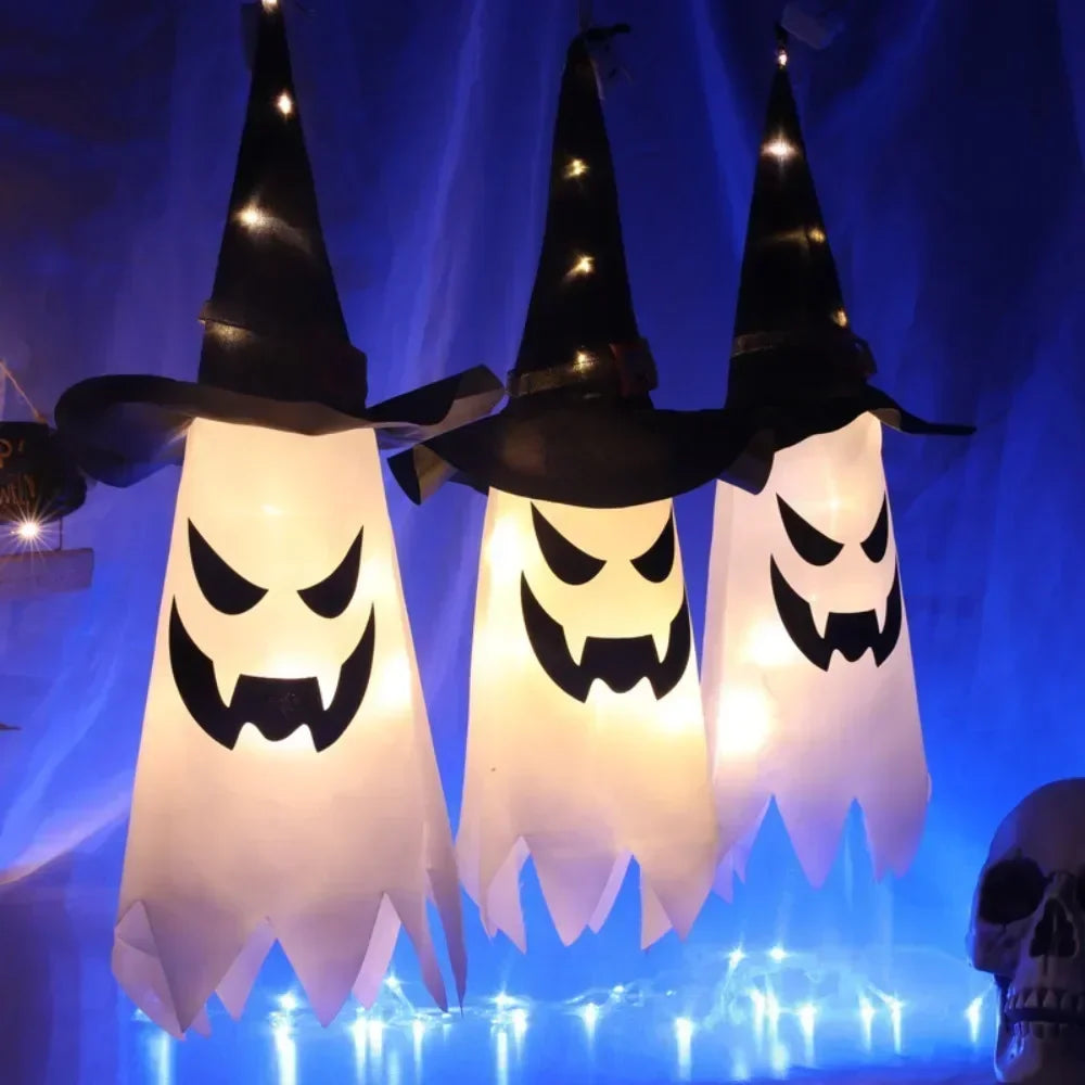 Halloween Glowing White Ghost LED Hanging Ghosts Horror Props