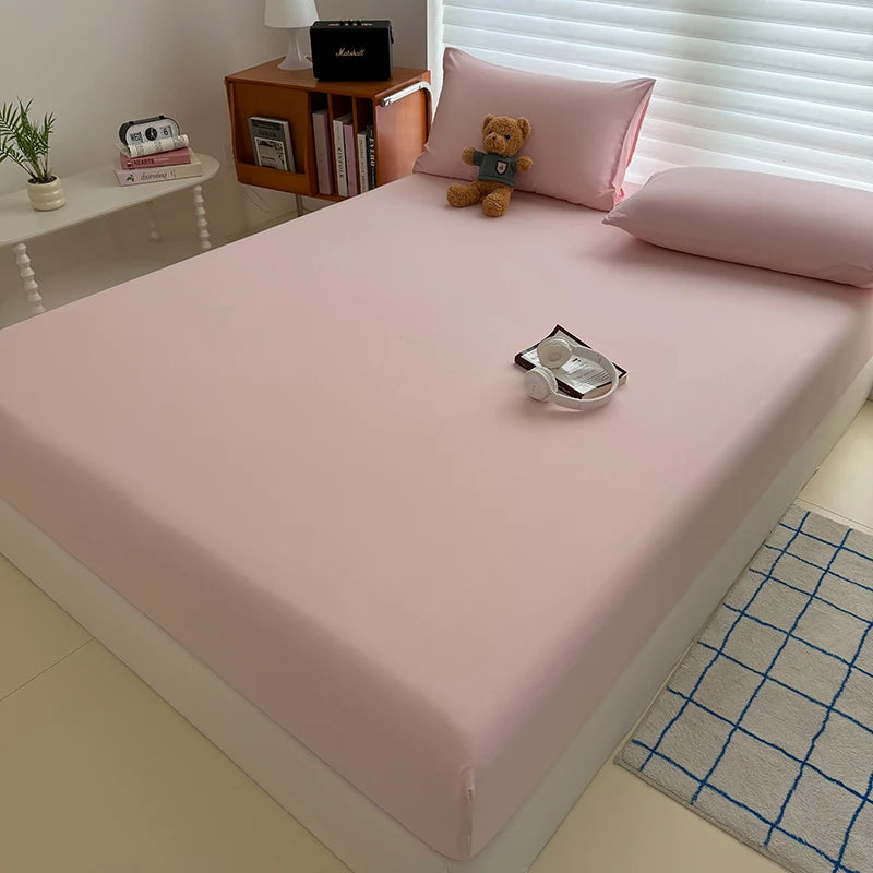 Washed Fitted Sheet with Elastic Bands Non Slip Adjustable Mattress Cover