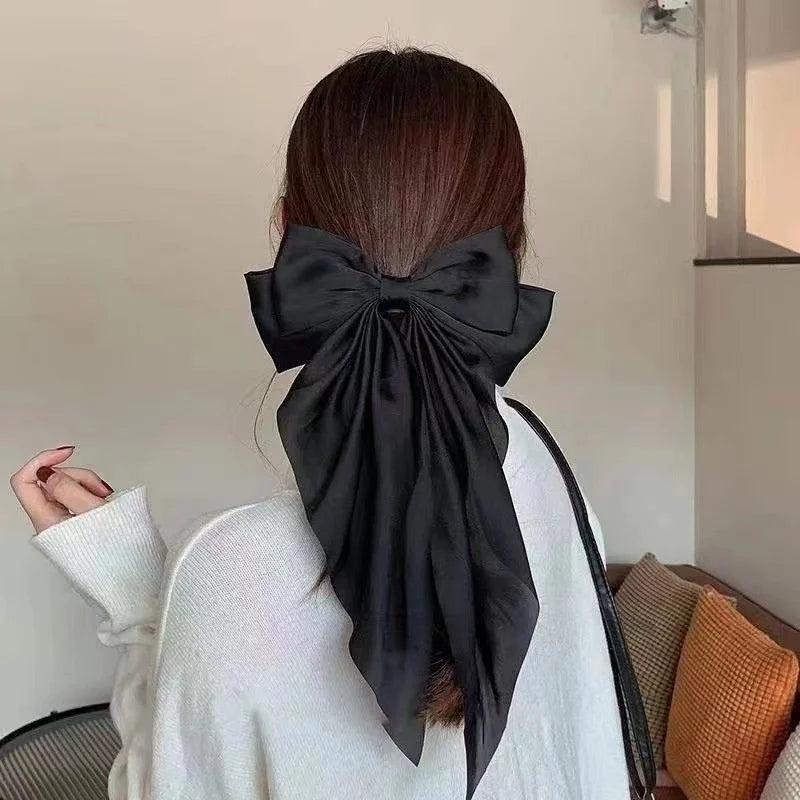 Solid Color Bow Ribbon Hair Clip New Women Large Bowknot Barrettes