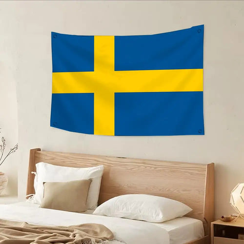 2026 Flag of Sweden Flags Daily four rings hanging no edging for indoor use and outdoor decor easy hanging