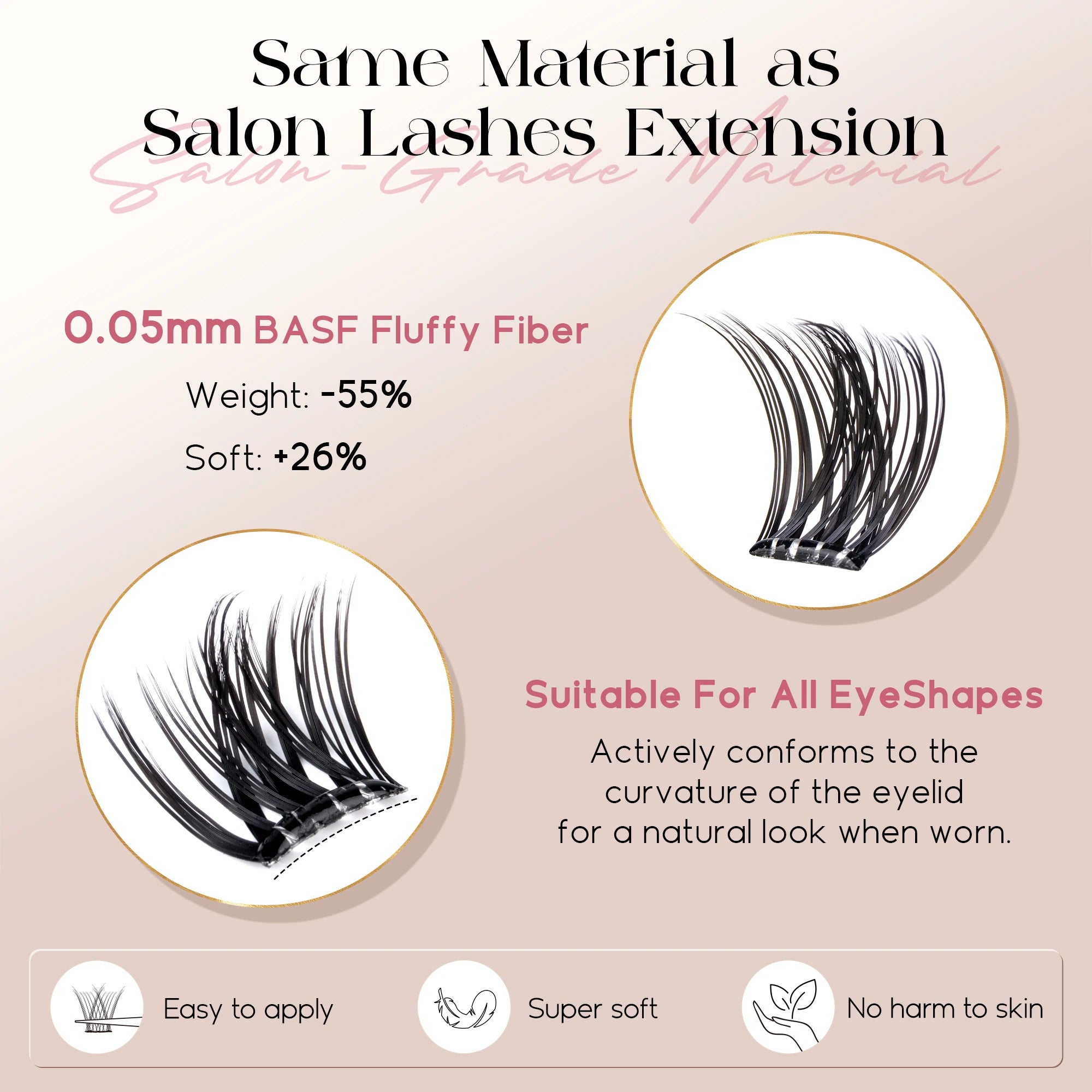 Befer Self-Adhesive Lash Clusters Clear Pre-Glued Eyelashes Cluster 150pcs Manga Natural Makeup Fluffy False Eyelashes Supplier