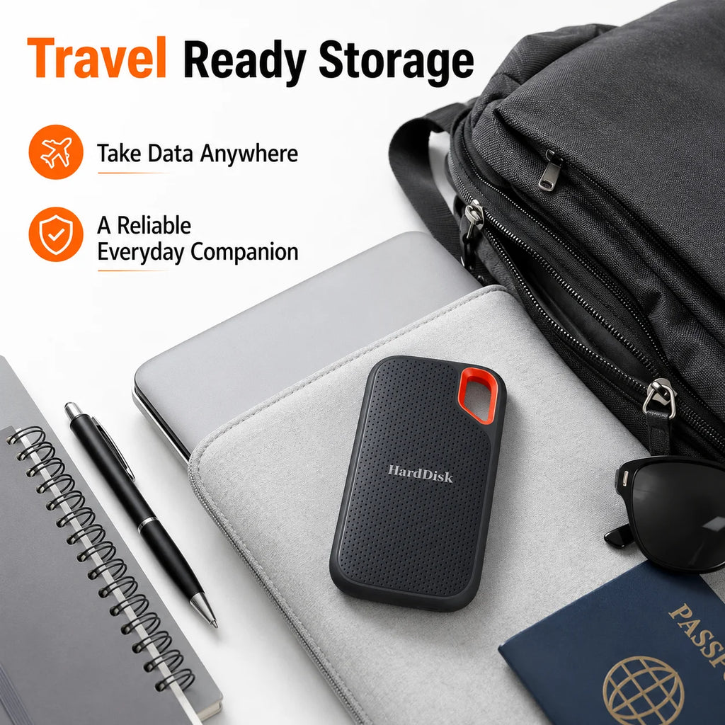 Portable Hard Drive 2TB External SSD Durable Slim Hard Disk USB 3.1 Type-C