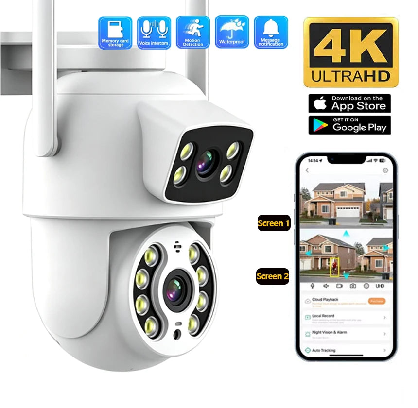 8MP 4K Wifi Surveillance Camera Dual Lens Wireless Security