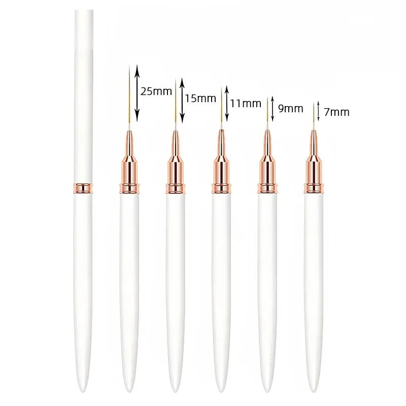 5pcs Professional Nail Art Liners Striping Brushes Tool Ultra-thin Line Detail Drawing Painting Brushes Manicure Pen Tools