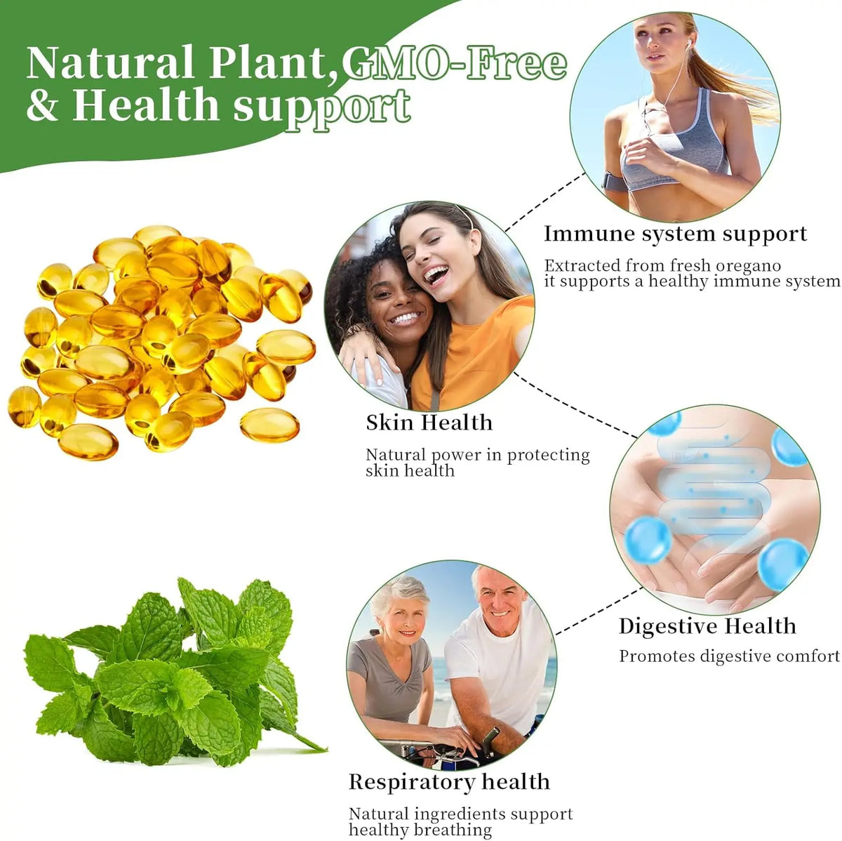Oregano Oil with Black Seed Oil, 2-in-1 Organic Oregano Oil Capsules, 6000mg per serving, 300 softgels