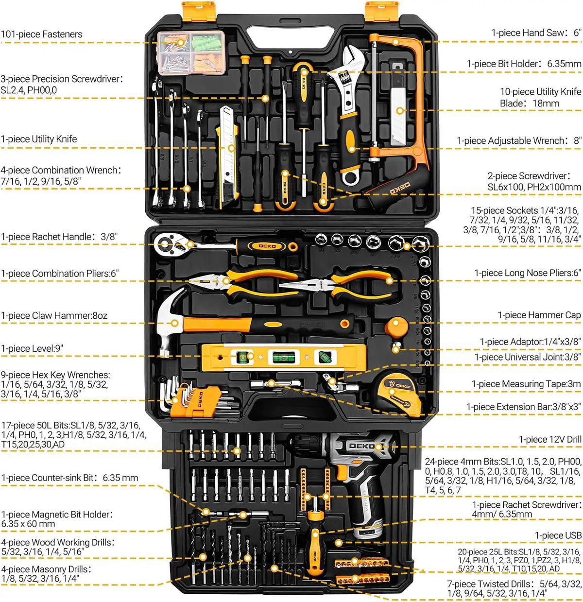 DEKO Home Mechanic Toolbox with 12V Power