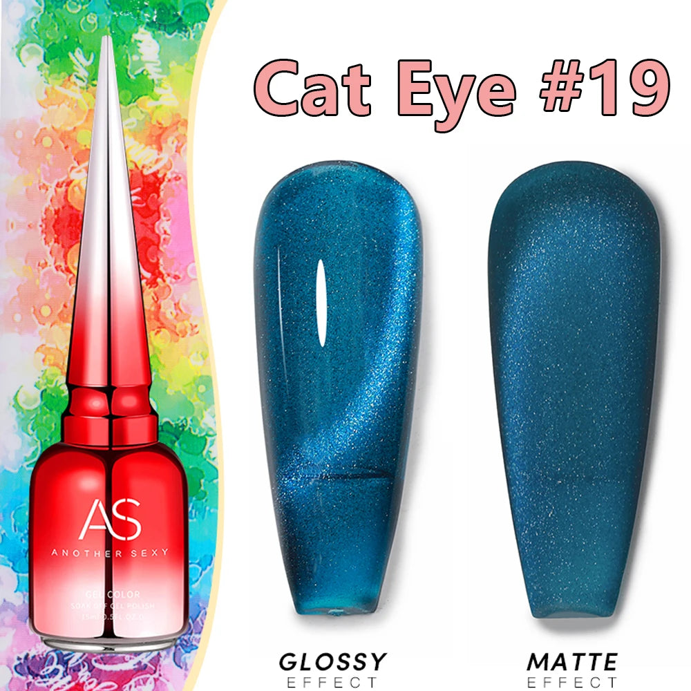AS 15ml Cat Magnetic Gel Nail Polish Cat Eye Glitter
