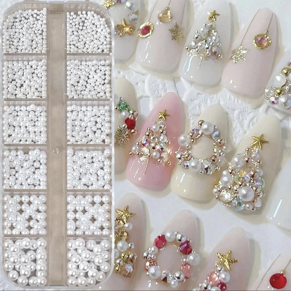12Grids Silver Star Moon Glitter Nail Charms Mixed Metallic Tips Slice Rivet 3D FlatBack Gold Silver Star DIY Alloy Nail Studs_-