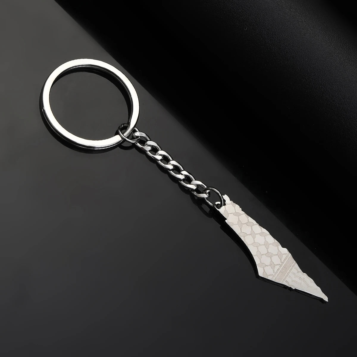 Stainless Steel Palestine in Arabic Map With Flag Keychain Jewelry