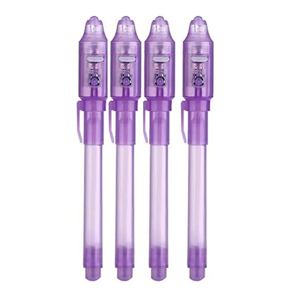4-12pcs Invisible Ink Pen Spy Pen with UV Light Magic Marker
