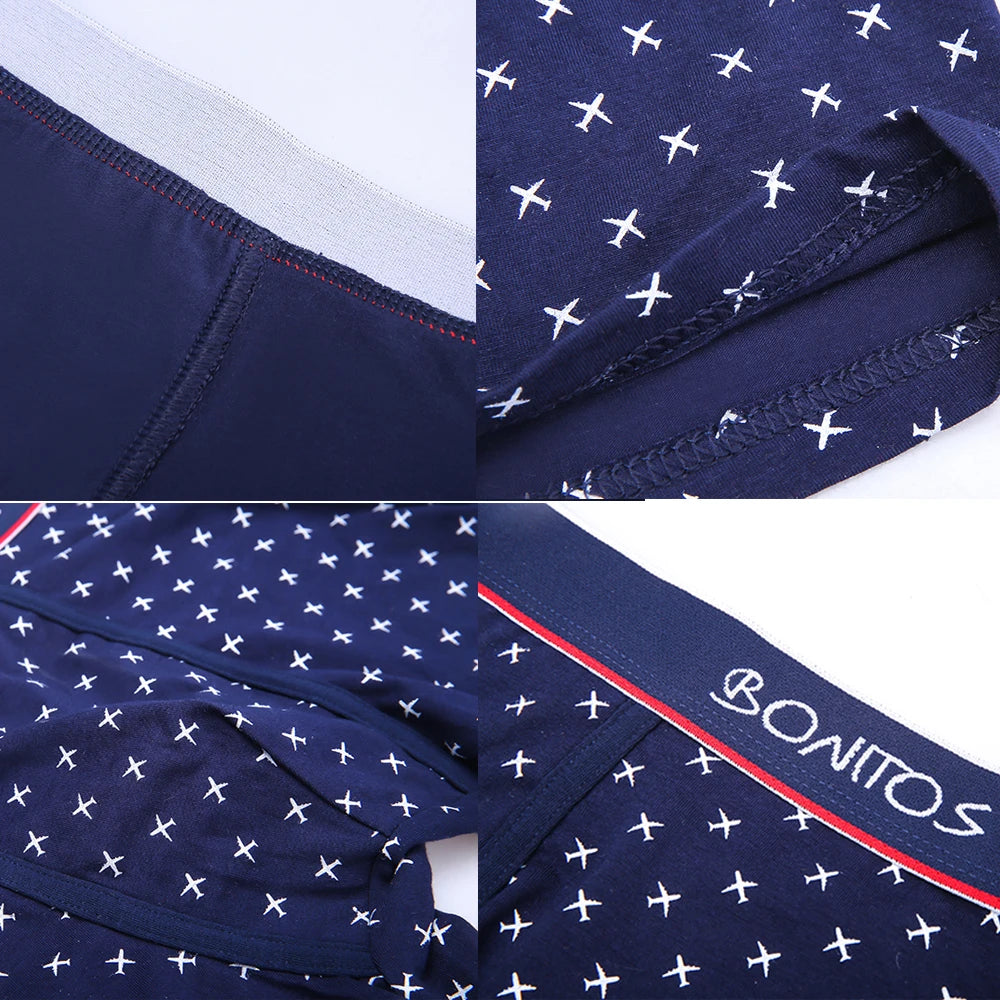 4pcs Cotton Boxers For Man Underwear Sexy Print Men's Panties