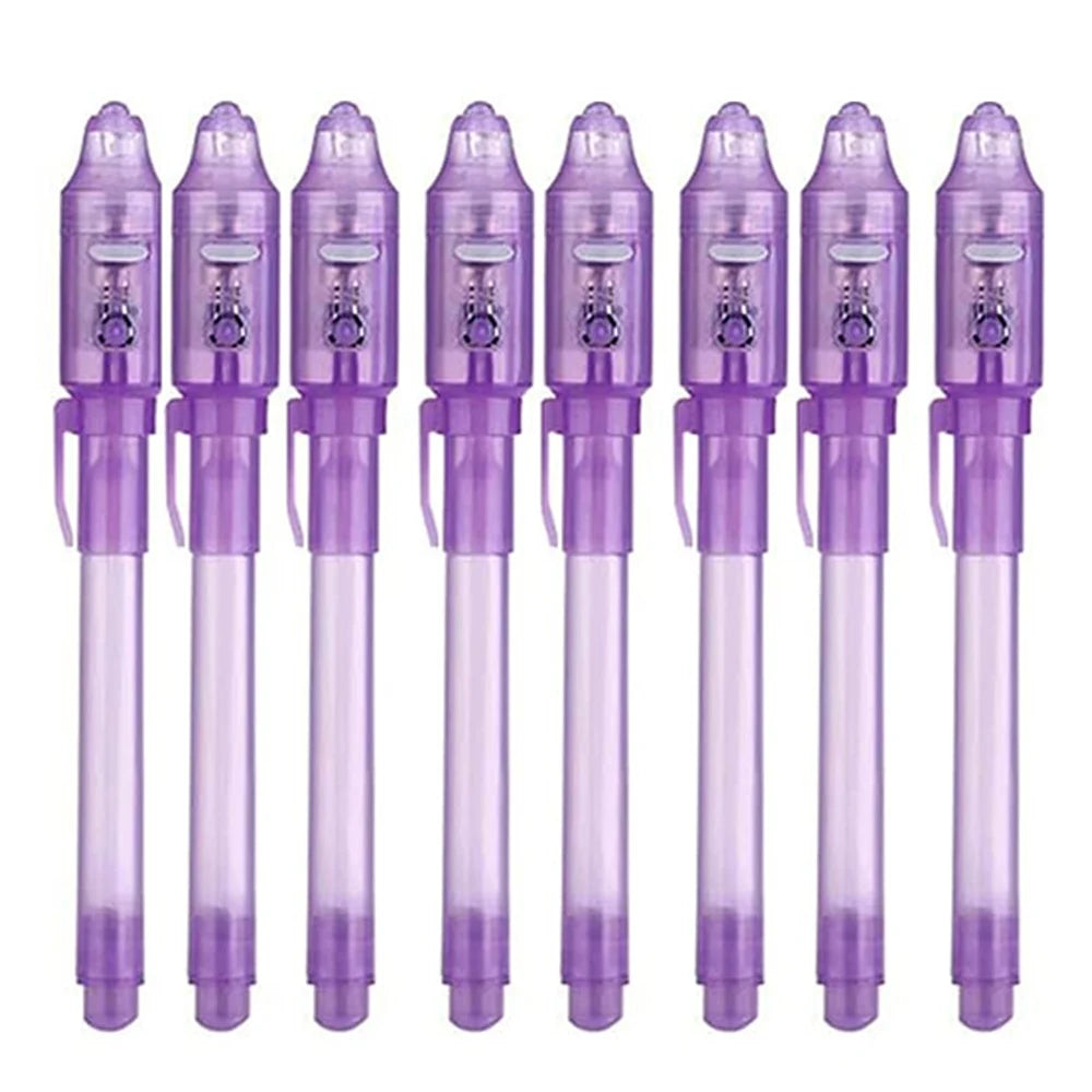 4-12pcs Invisible Ink Pen Spy Pen with UV Light Magic Marker