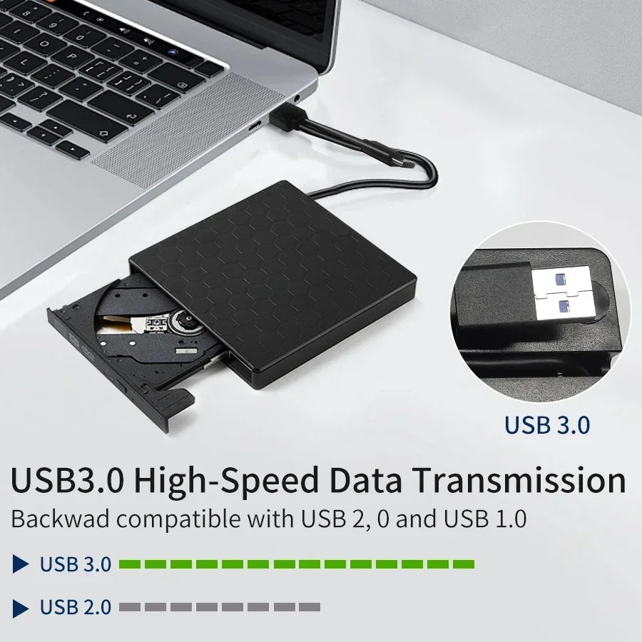 USB 3.0 Slim Type-C External DVD RW Drive CD Writer Burner Reader Player Optical Drives For Laptop PC DVD Burner DVD Portatil