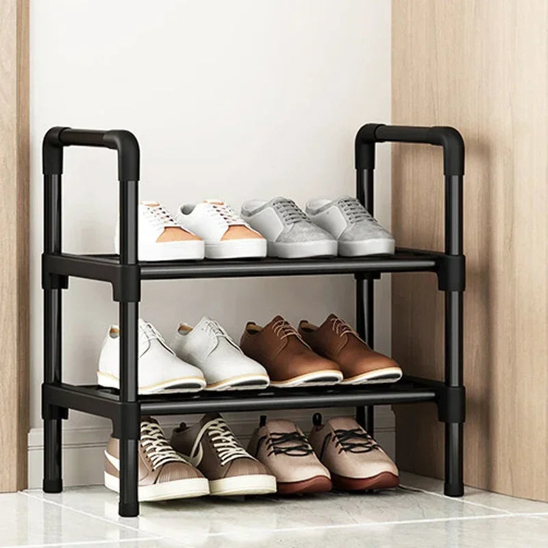 Black Elevated Shoe Rack Small  Simple Multi-layer Shoe Cabinet Home Entrance