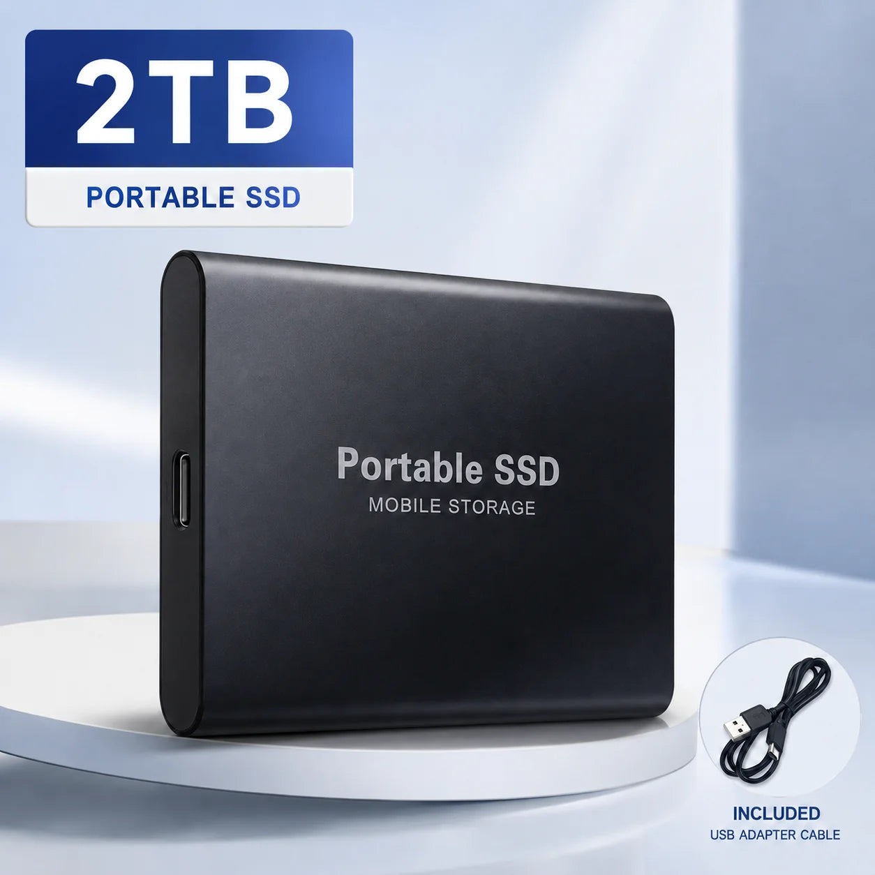 2TB Fast Portable Hard Drive External SSD Hard Disk USB Type-C High-Speed Storage for Laptop/Mac/PC