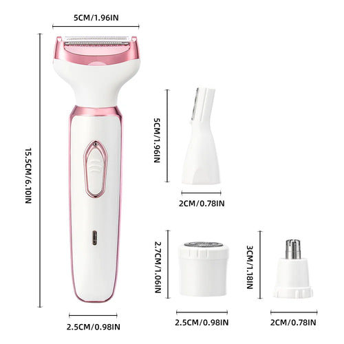 4 In 1 Electric Lady Shaver, Body Hair Removal Epilator, Painless