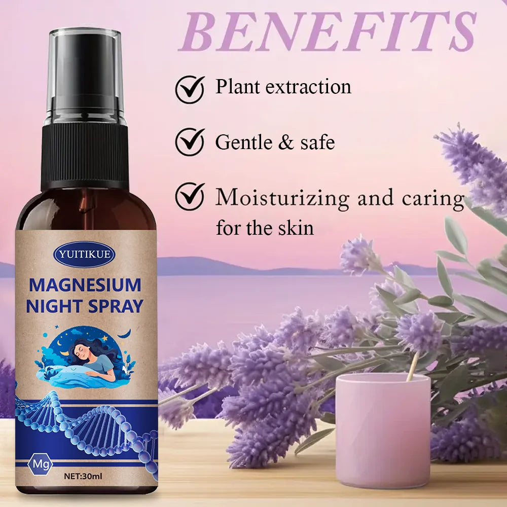 Magnesium Night Spray 30ml - with Lavender Oil, Promotes Relaxation & Sleep, SPA-Like Feel, Plant-Based & Gentle Formula