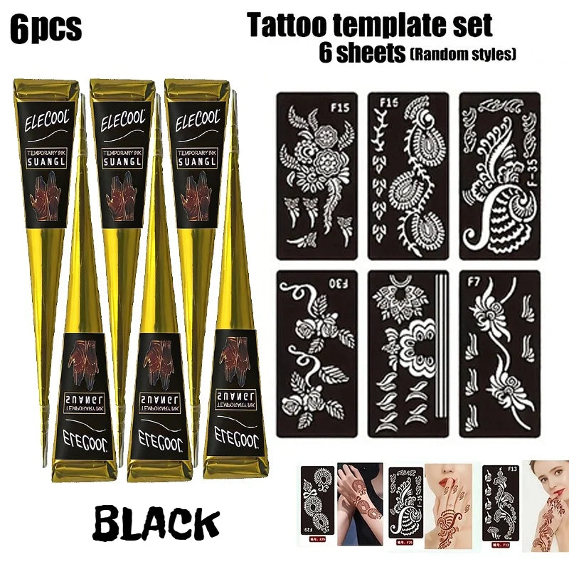 Indian Henna Brown Tattoo Paste Temporary Henna Cones for Tattoo Body Art Sticker Special Body Art Paint Red Black Henna