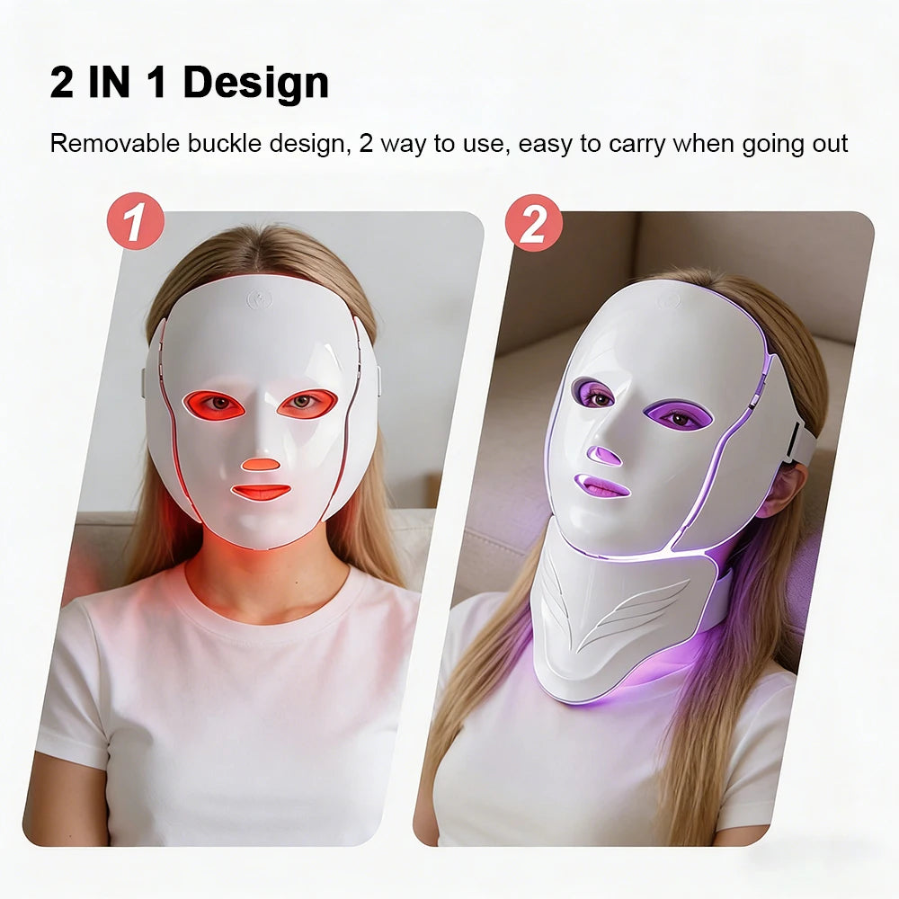 7 Colors Photon Face Neck Beauty Mask Wireless Facial LED