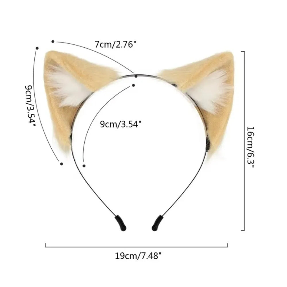 Cute Animal Cat Ears Headband Furry Artificial Gothic Headband Gothic