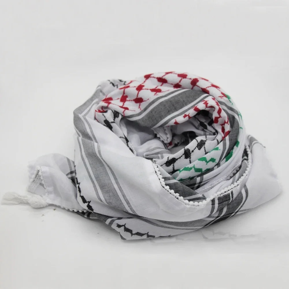 Original Kuffiyeh Cotton Woven Palestine Kufiya Arafat scarf shemagh sewn Arab keffiyeh shawl 110x110cm