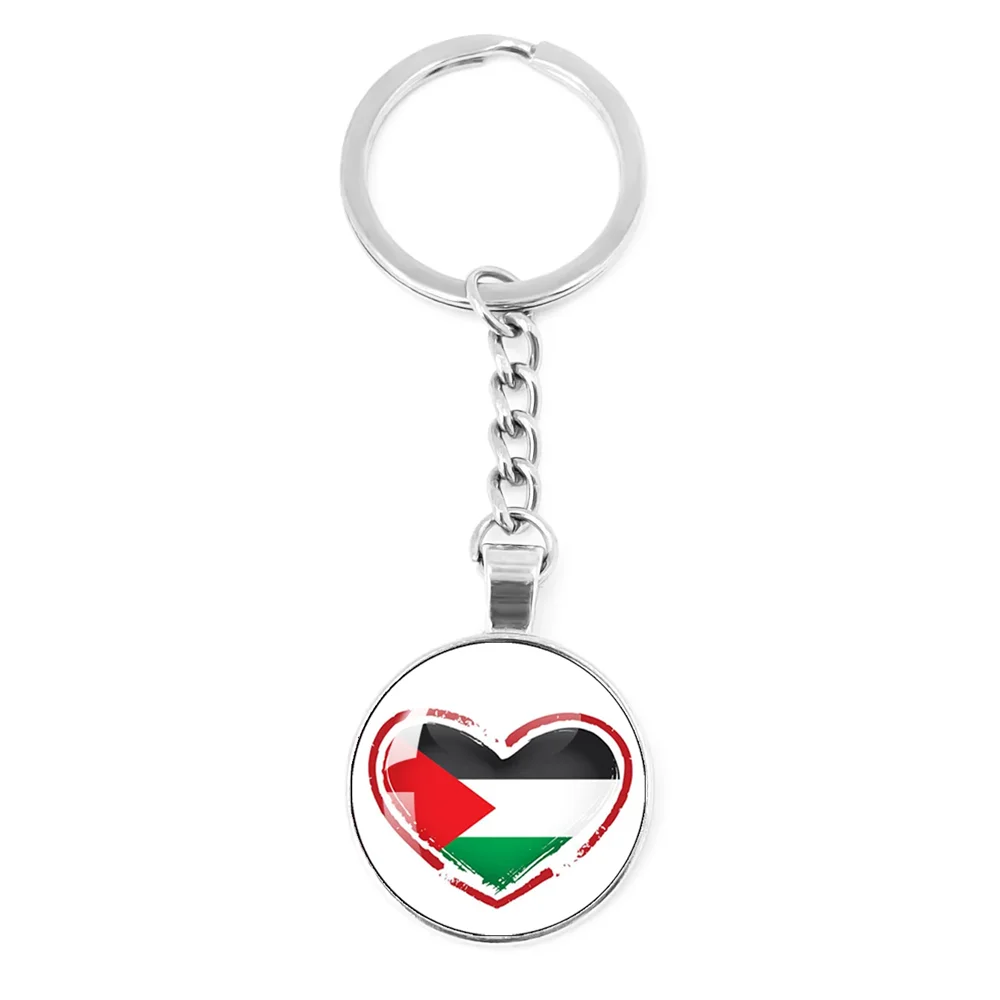 Personalized Art Patterns  Palestine Nation Flag Emblem 25mm Glass Cabohcon Keychain