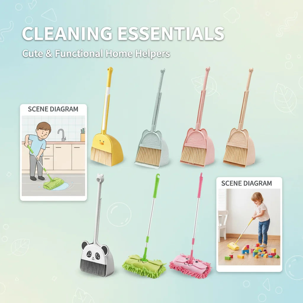 Cute Panda Small Broom And Dustpan Set Toddler Pretend Play
