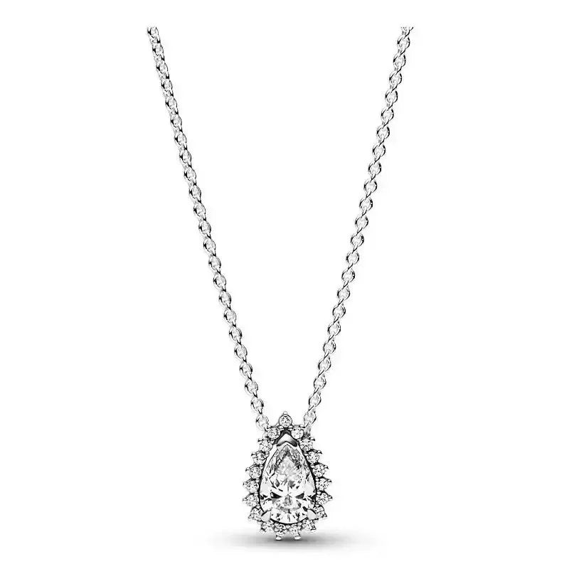 Fashionable Heart Pendant Necklace S925 Pure Silver Zircon