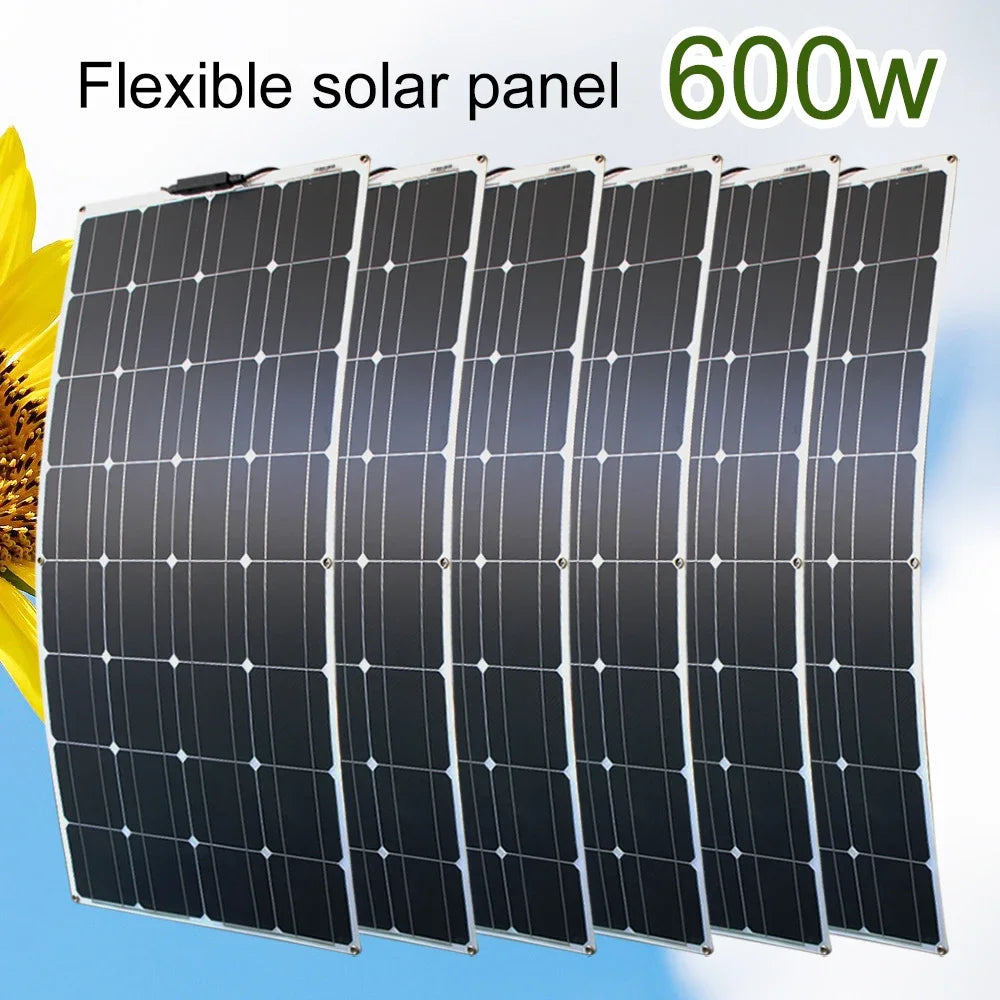 ASUNERGE 12V Flexible Solar Panel 600W 100W 200W 300W 400W 500W