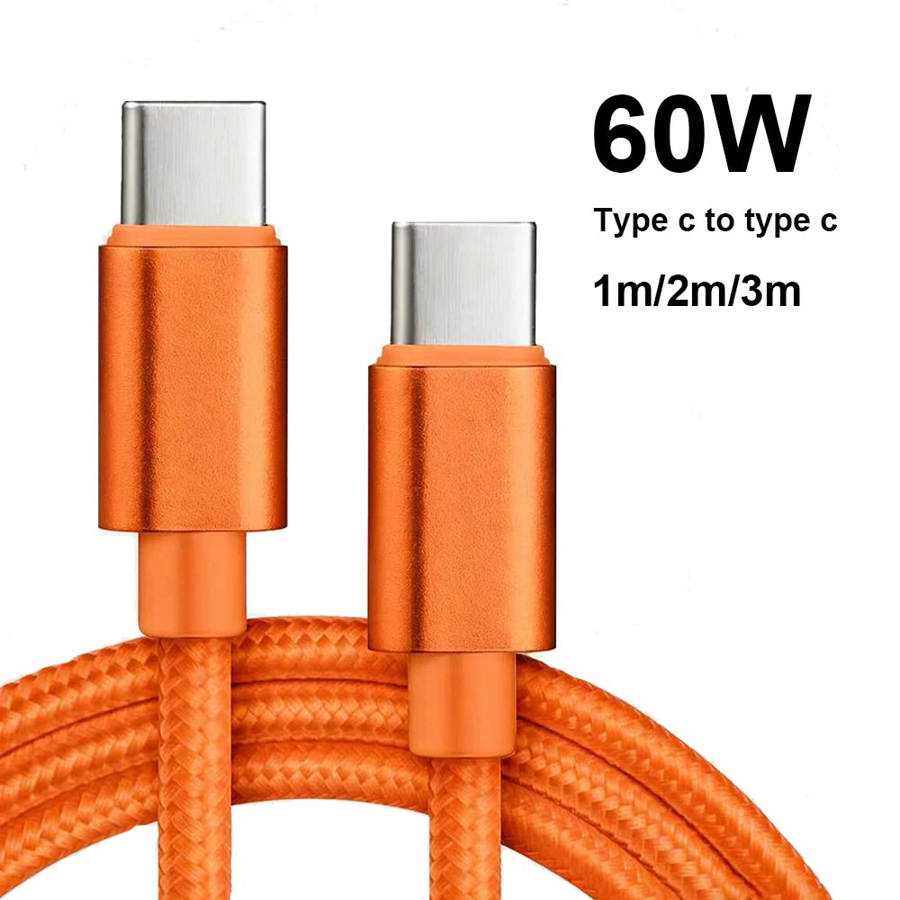 Nylon Braided 60W Type C Wire For iphone 15 16 17 pro max
