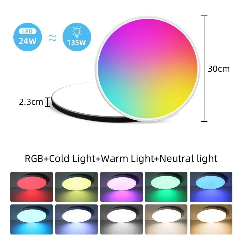 Modern Ceiling Lamp With Remote Control Room Decor Dimmable RGB LED Ceiling Light Fixture For Living Room Bedroom Corridor