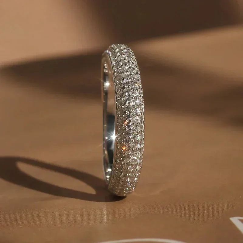 Huitan Half CZ Design Women Rings Simple Fashion Design