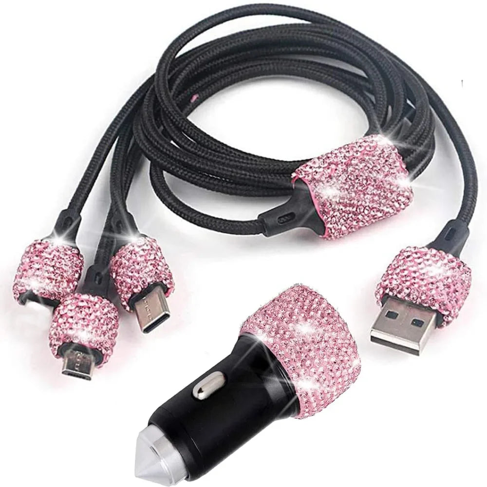 Bling Bling USB Car Charger 5V 2.1A Dual USB Port Fast Adapter Car Decor