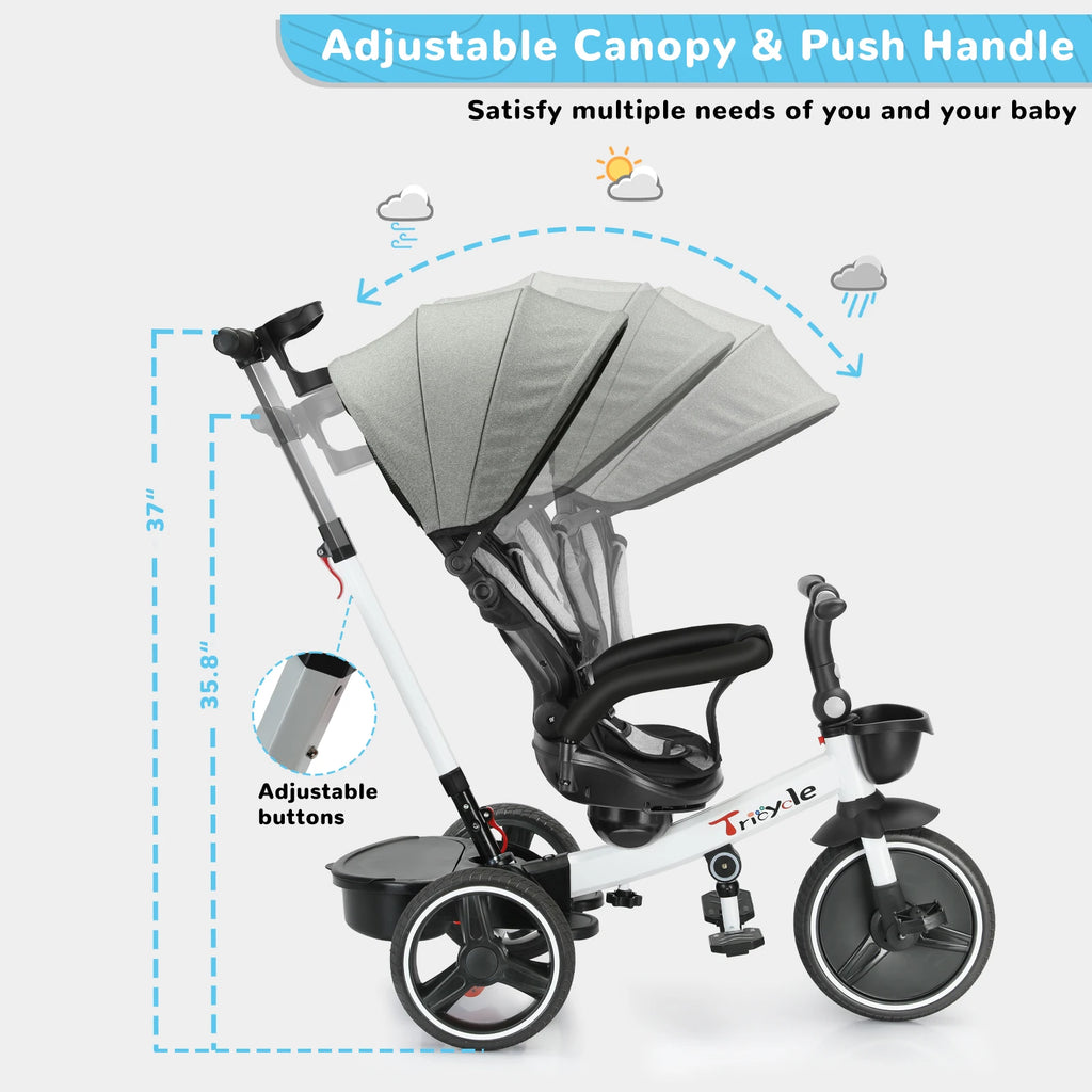 5-in-1 Baby Tricycle & Push Bike Steering Stroller (18 Months-5 Years) - Ideal for Toddlers & Preschoolers, Outdoor Camping Toys
