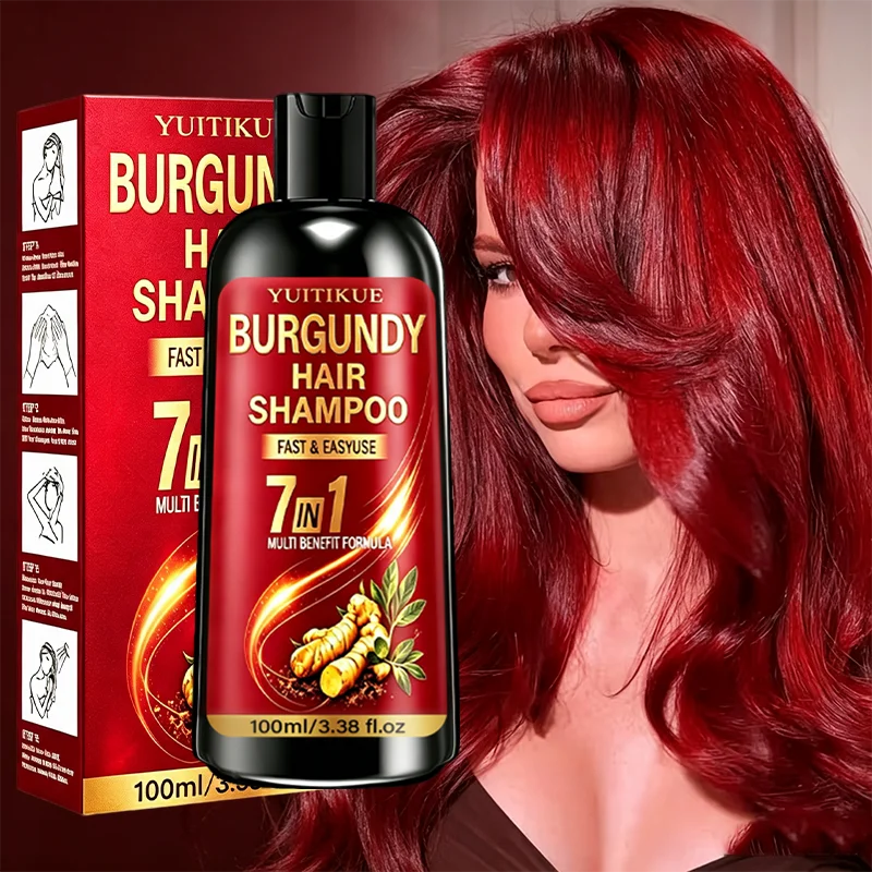 YUITIKUE Burgundy Hair Dye Shampoo 100ml 7-in-1