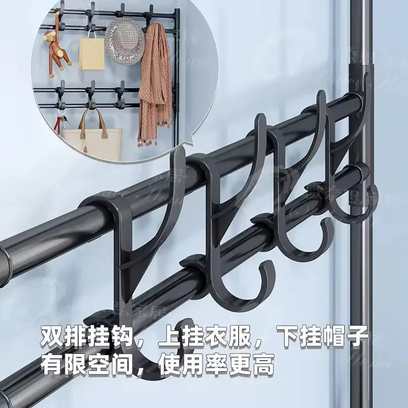 Multi-Tier Metal Rack with 8 Hooks for Shoes, Coats, Hats, and Accessories