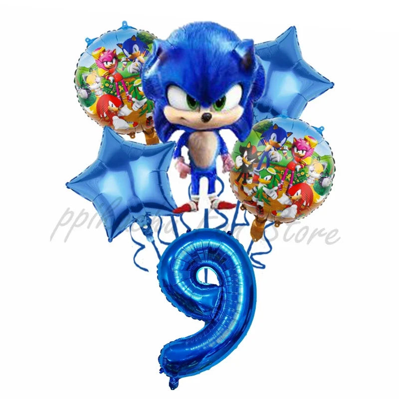 Hot-selling Blue Sonic-themed Digital Combination Balloon Set Birthday Decoration Balloon That Children Love Gift for Kids