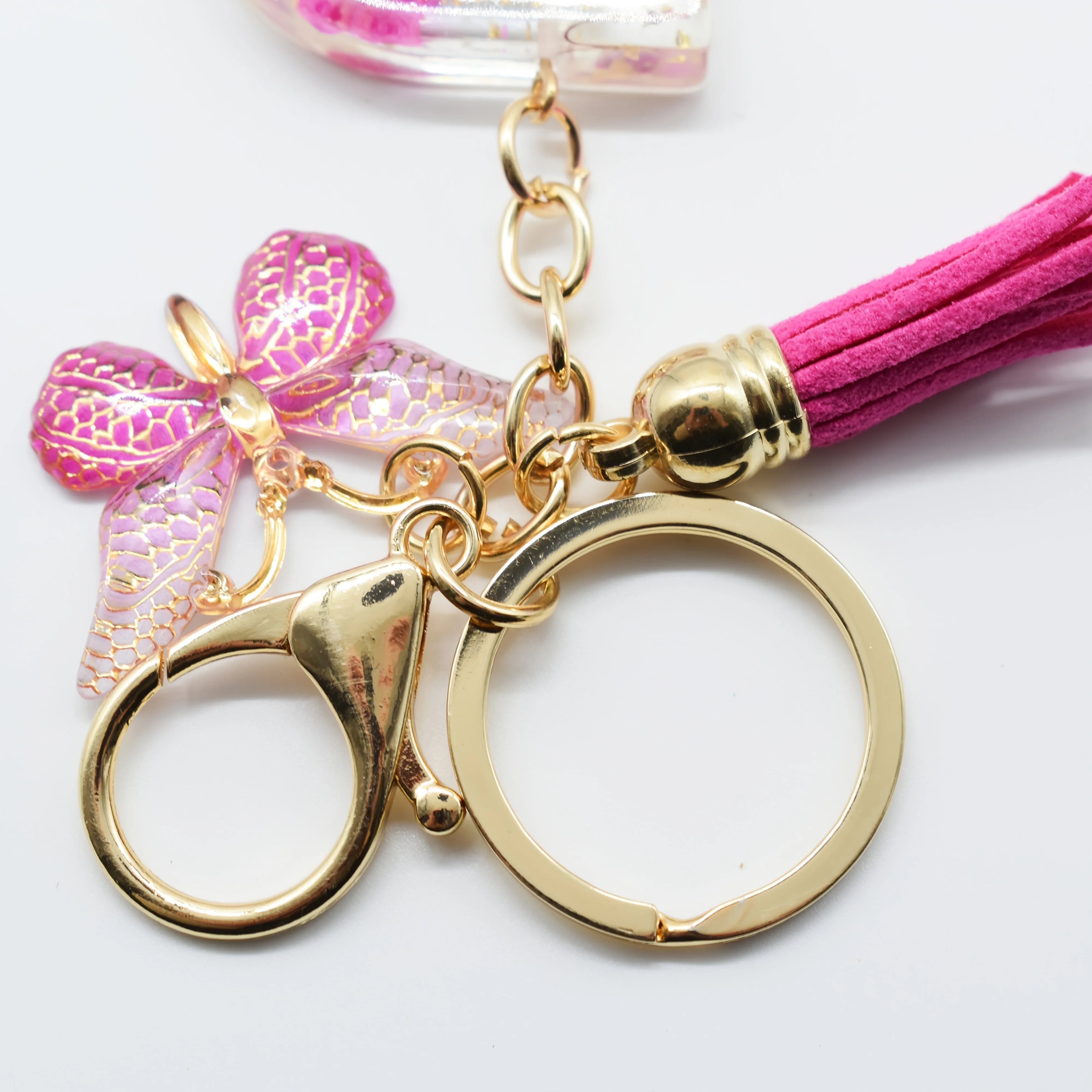 1PC Fashion Easter Alphabet Keychain - Dried Flower Resin Charm, A-Z Initial Pendant Butterfly Tassel, Non-Woven ABS Gift