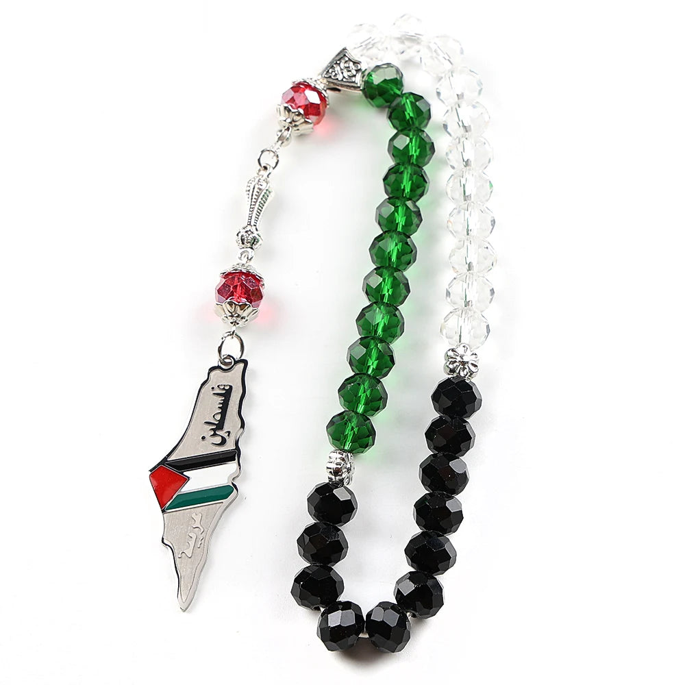 Palestine Map Flag Arabic Letter Car Pendant for Women Men Stainless Steel