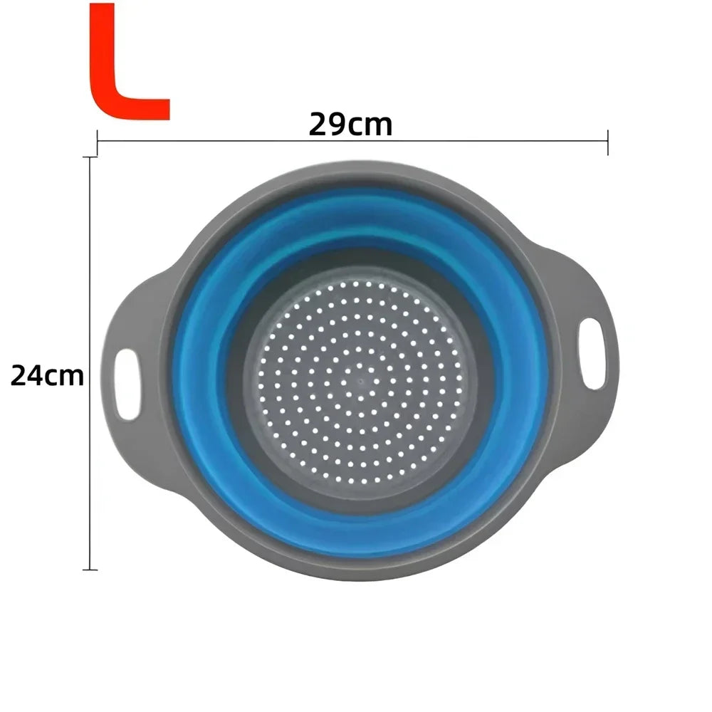 2PCS Silicone Folding Drainer Basket Fruit Vegetable Foldable Colander Kitchen Strainer for Food Pasta Kitchenware Drain Device