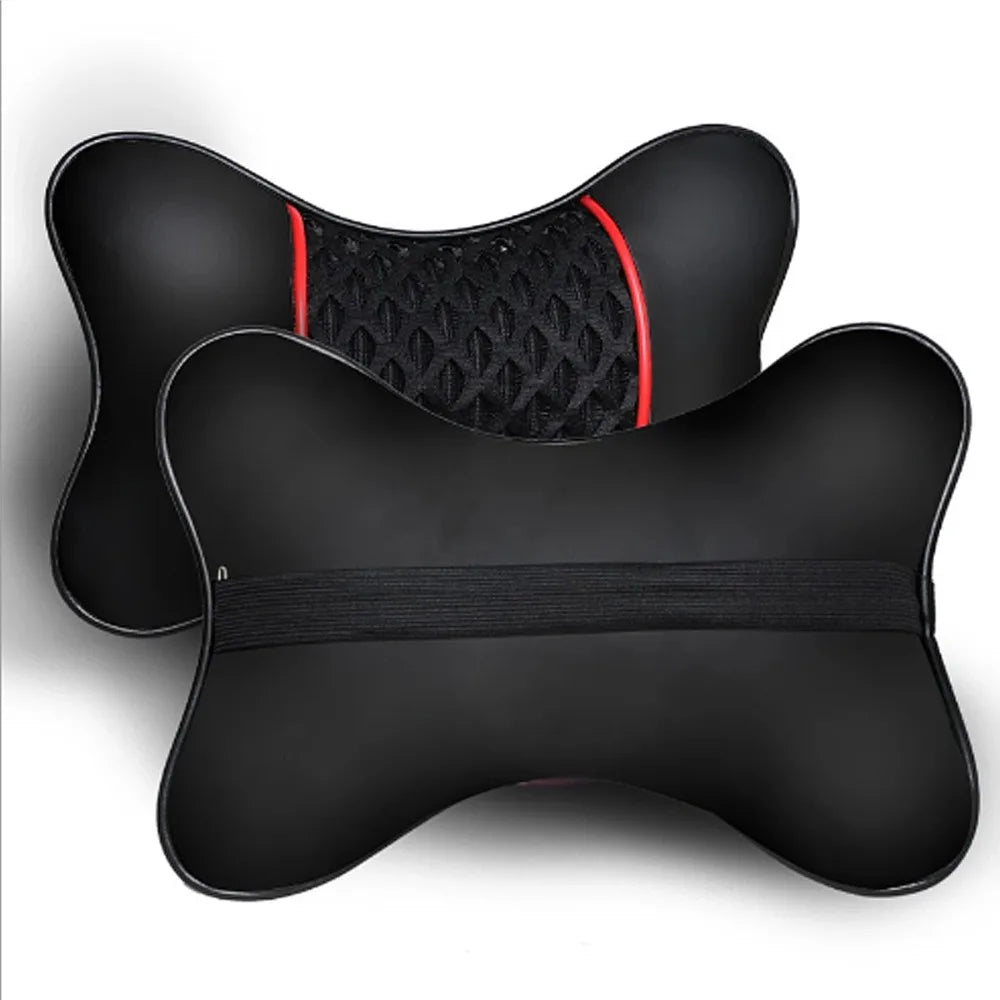 2PCS PU Leather Car Neck Pillows