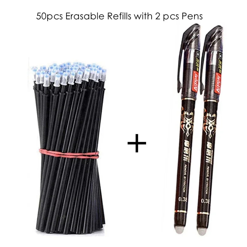 52Pcs/Set Gel Pen Erasable Refill Rod Erasable Pens 0.5mm