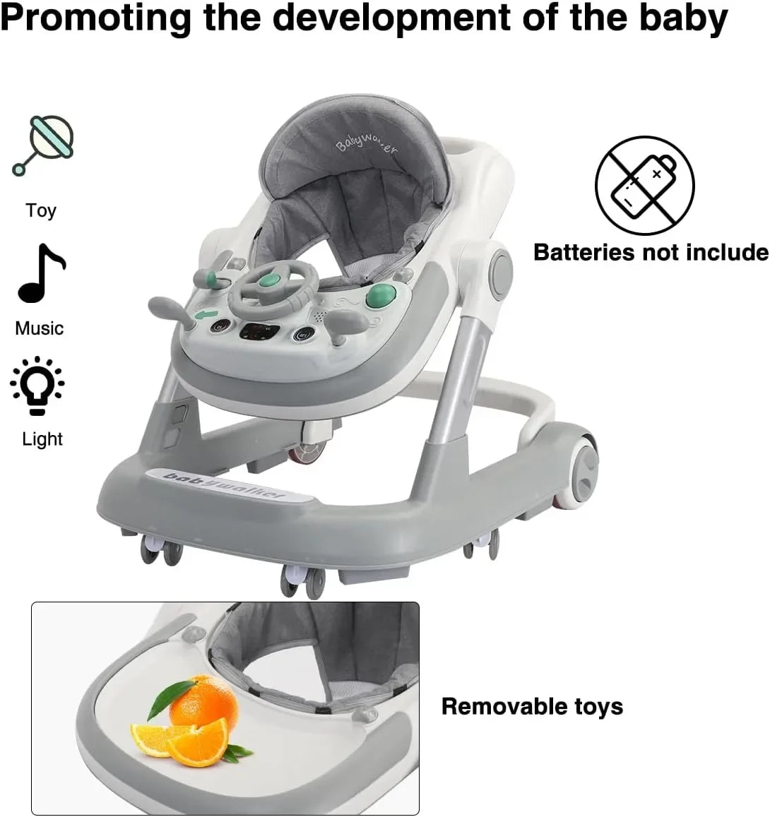 2 in 1 Baby Walker, Toddler Baby Push Walker with Removable Feeding