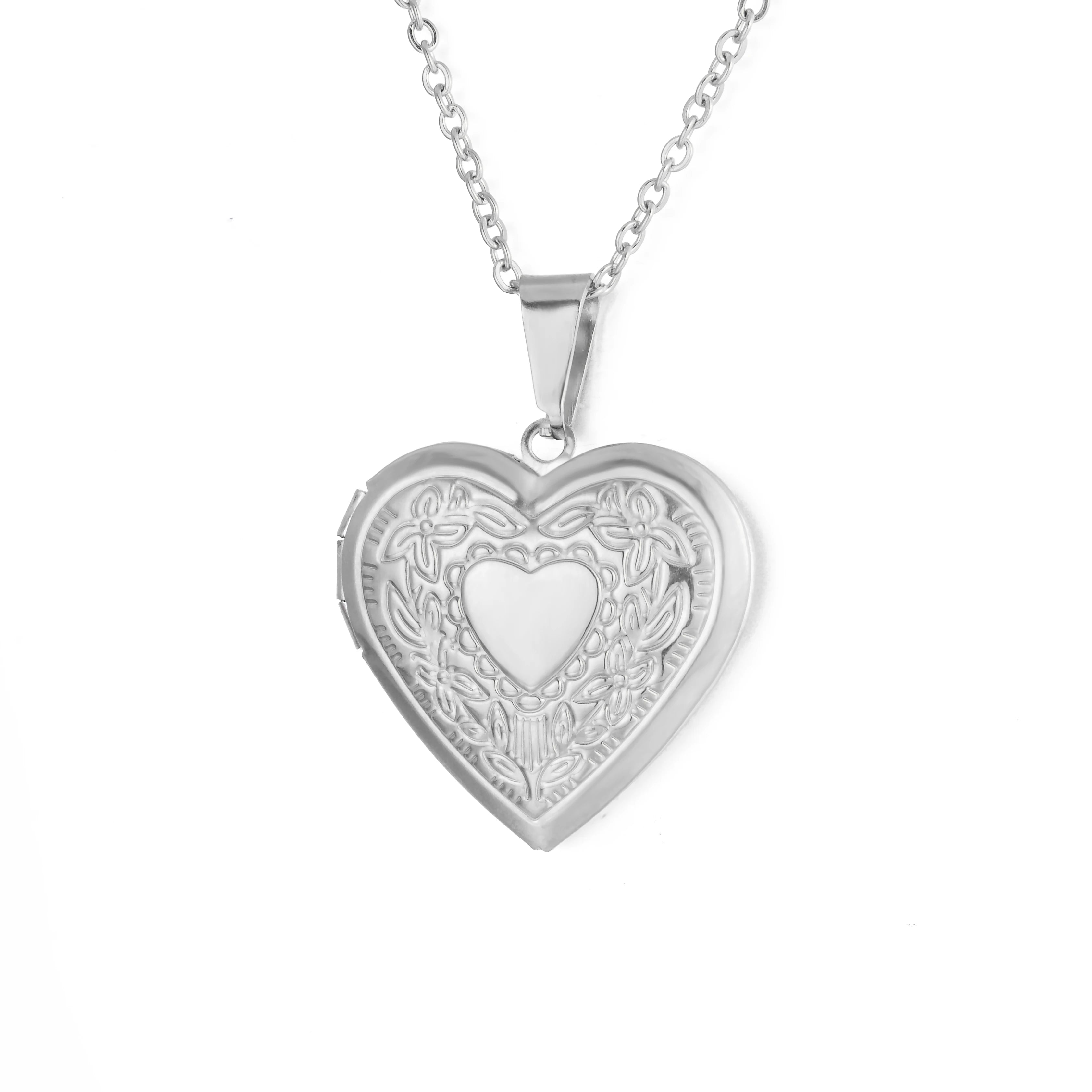 Fashion Stainless Steel Love Heart Locket Pendants Can Place Photos Necklace For Friend Family Customized Jewelry Gifts